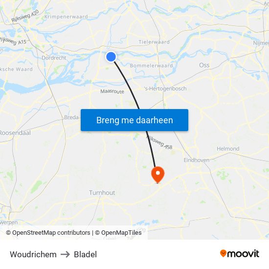 Woudrichem to Bladel map