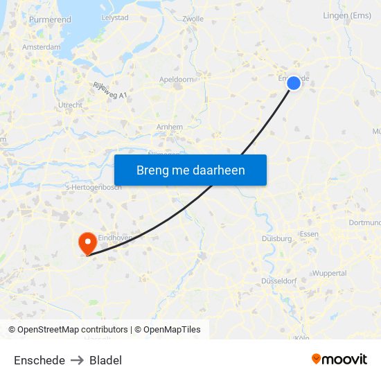 Enschede to Bladel map