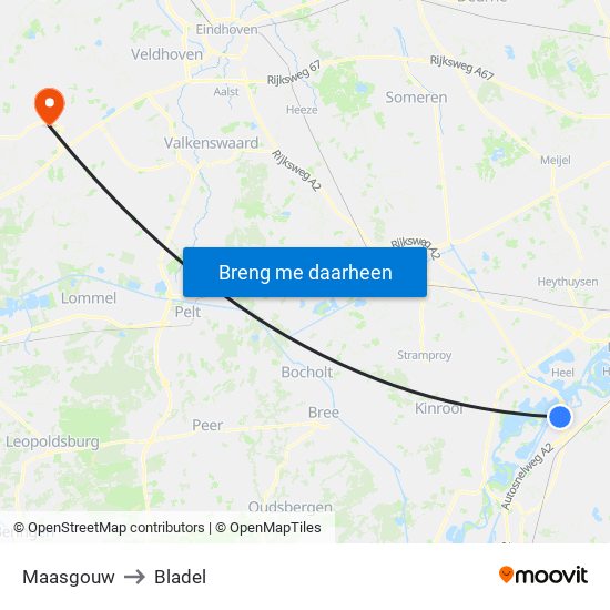 Maasgouw to Bladel map