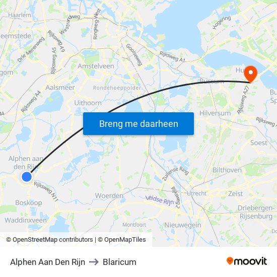Alphen Aan Den Rijn to Blaricum map