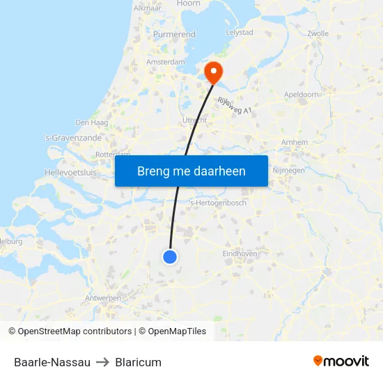 Baarle-Nassau to Blaricum map