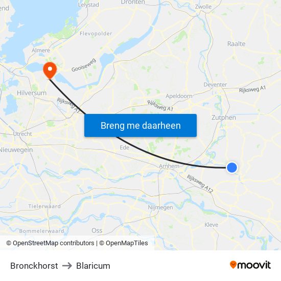 Bronckhorst to Blaricum map