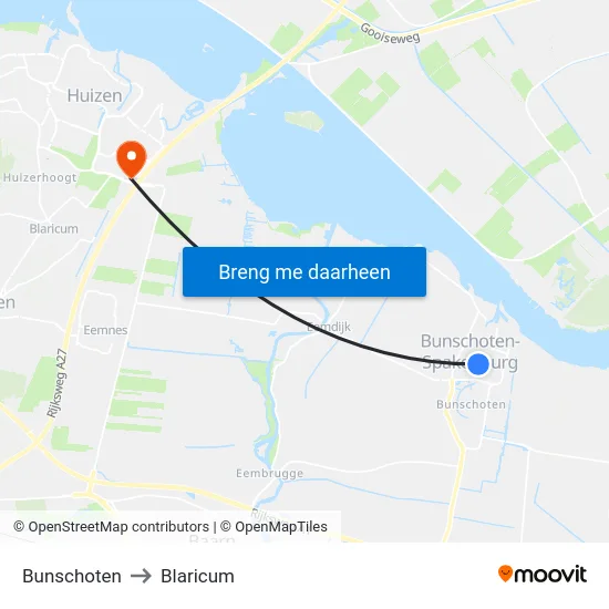 Bunschoten to Blaricum map
