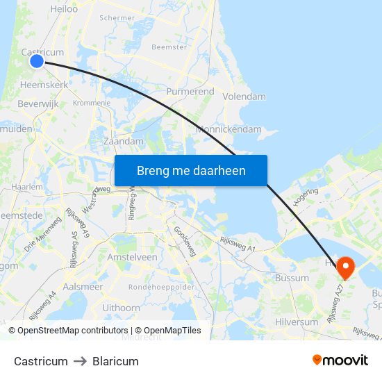 Castricum to Blaricum map