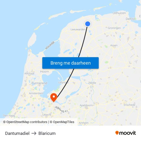 Dantumadiel to Blaricum map