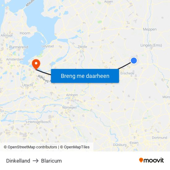 Dinkelland to Blaricum map