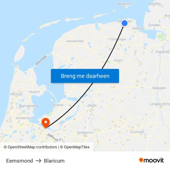 Eemsmond to Blaricum map