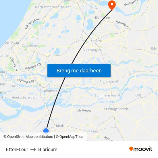 Etten-Leur to Blaricum map