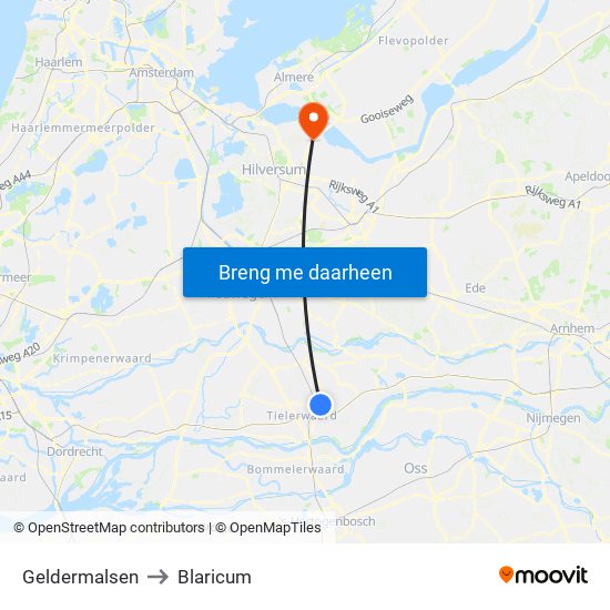 Geldermalsen to Blaricum map