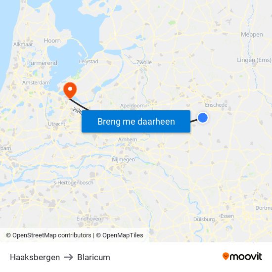 Haaksbergen to Blaricum map