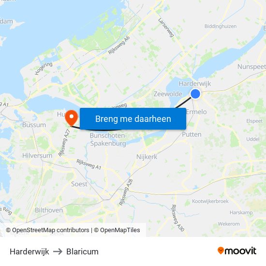 Harderwijk to Blaricum map