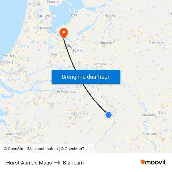 Horst Aan De Maas to Blaricum map