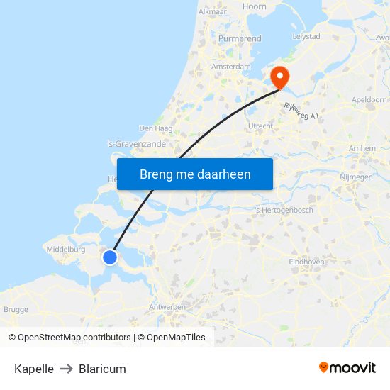 Kapelle to Blaricum map