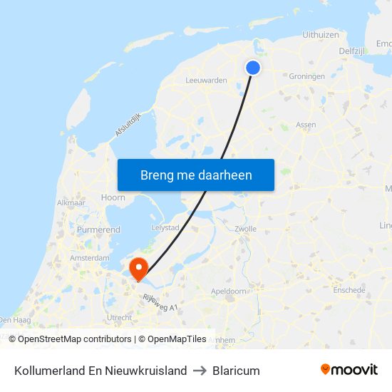 Kollumerland En Nieuwkruisland to Blaricum map