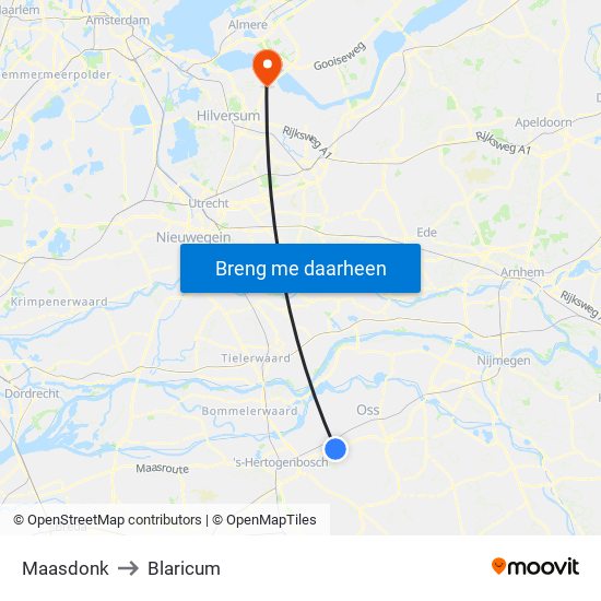 Maasdonk to Blaricum map