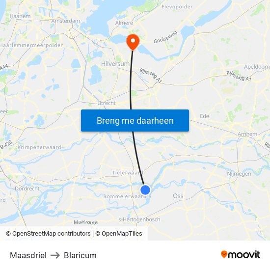 Maasdriel to Blaricum map