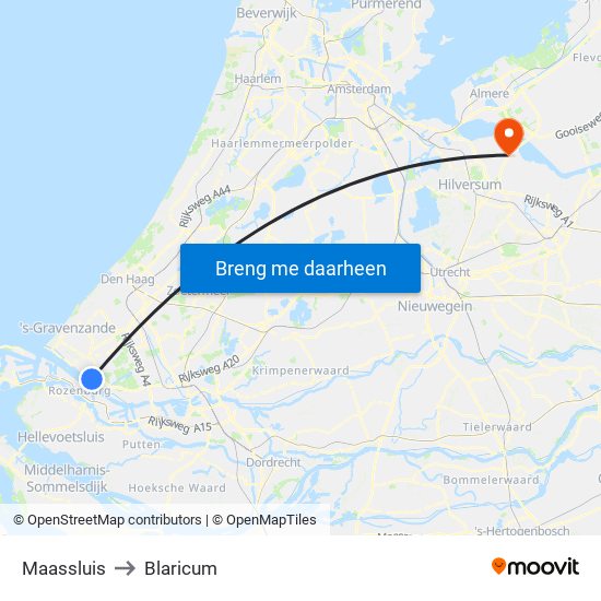 Maassluis to Blaricum map