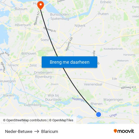 Neder-Betuwe to Blaricum map