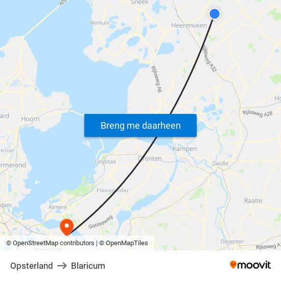 Opsterland to Blaricum map