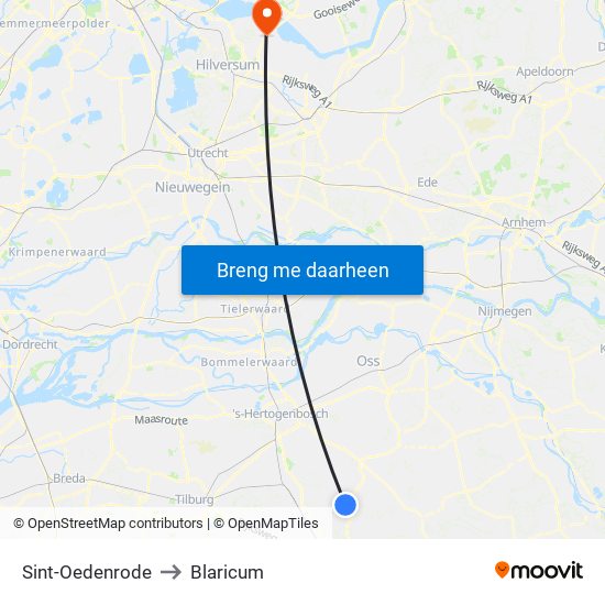 Sint-Oedenrode to Blaricum map