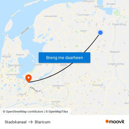 Stadskanaal to Blaricum map