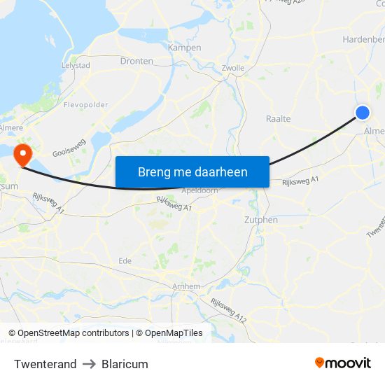 Twenterand to Blaricum map