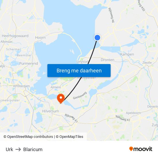 Urk to Blaricum map