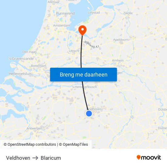 Veldhoven to Blaricum map