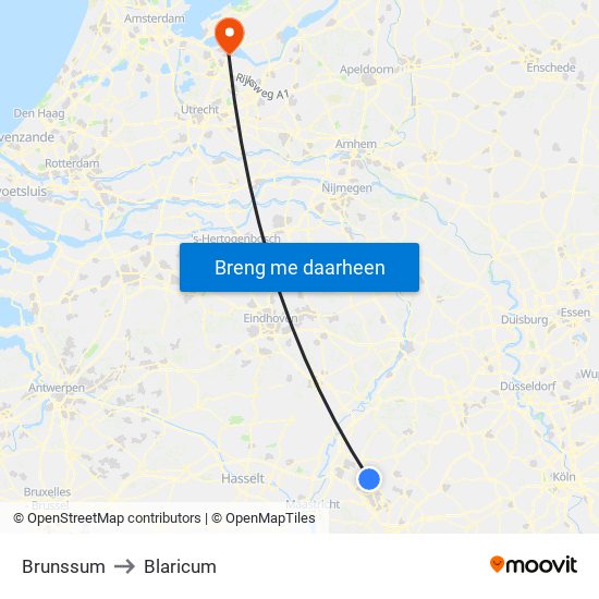 Brunssum to Blaricum map