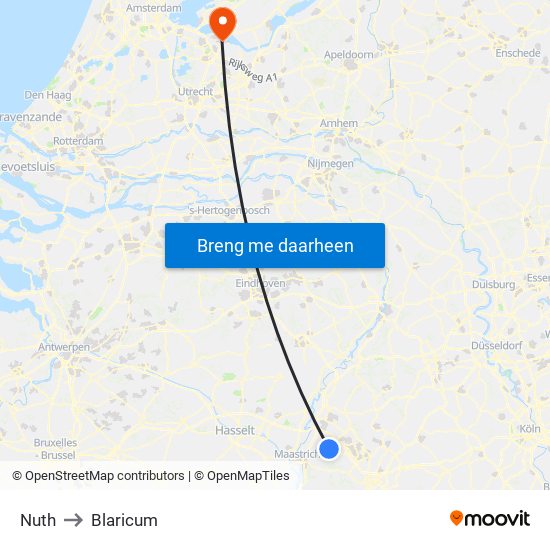 Nuth to Blaricum map
