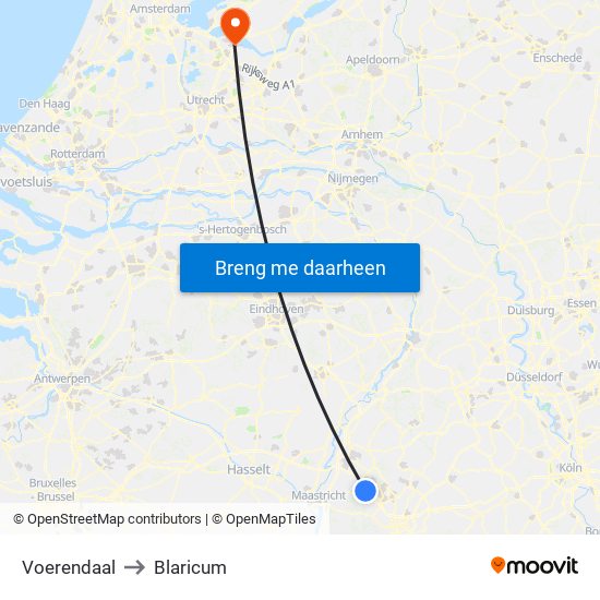 Voerendaal to Blaricum map