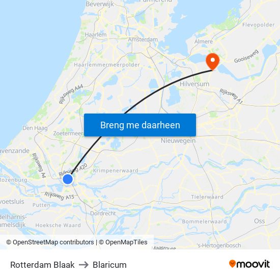 Rotterdam Blaak to Blaricum map