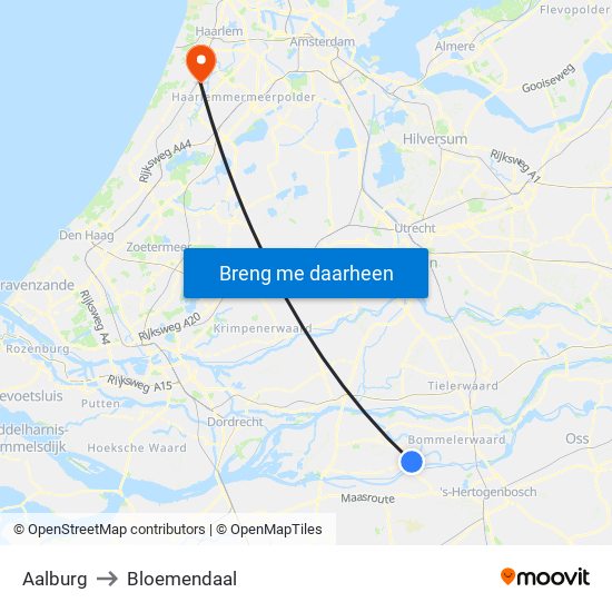 Aalburg to Bloemendaal map