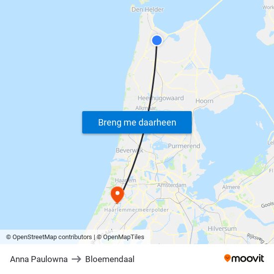 Anna Paulowna to Bloemendaal map