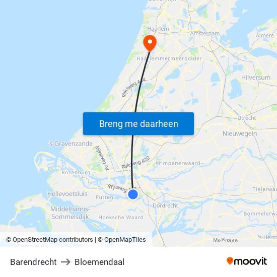 Barendrecht to Bloemendaal map