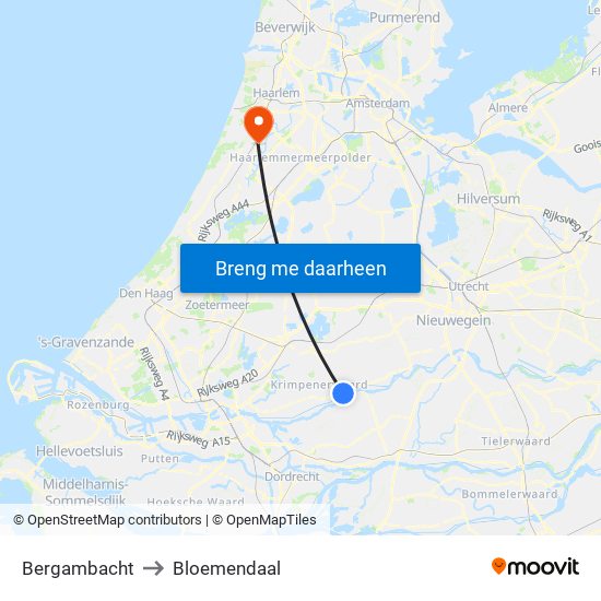 Bergambacht to Bloemendaal map