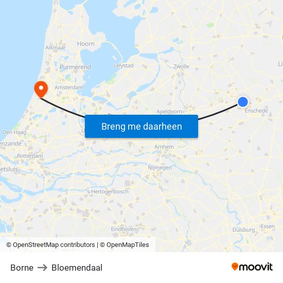 Borne to Bloemendaal map