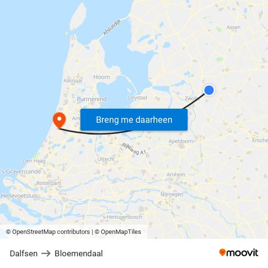 Dalfsen to Bloemendaal map