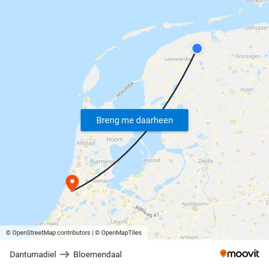 Dantumadiel to Bloemendaal map