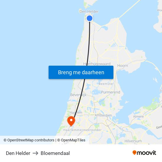 Den Helder to Bloemendaal map