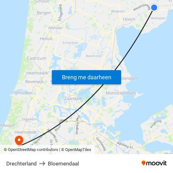 Drechterland to Bloemendaal map