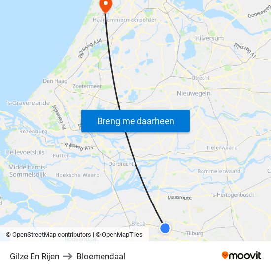 Gilze En Rijen to Bloemendaal map