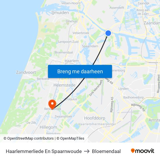 Haarlemmerliede En Spaarnwoude to Bloemendaal map