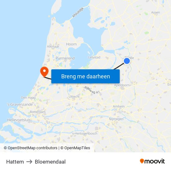 Hattem to Bloemendaal map