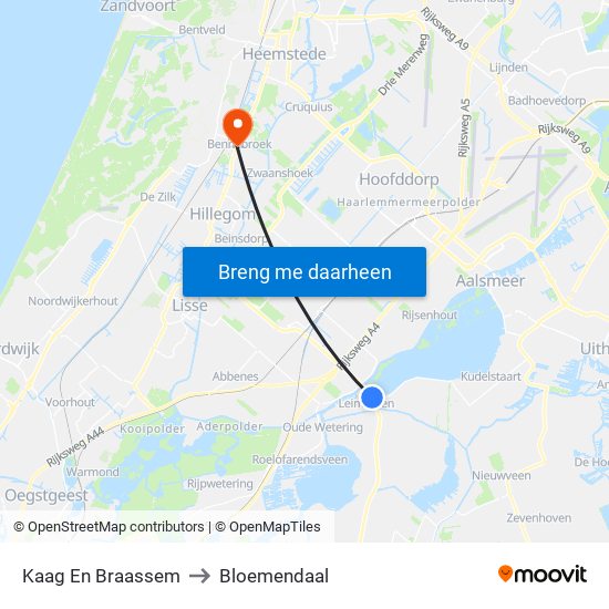 Kaag En Braassem to Bloemendaal map