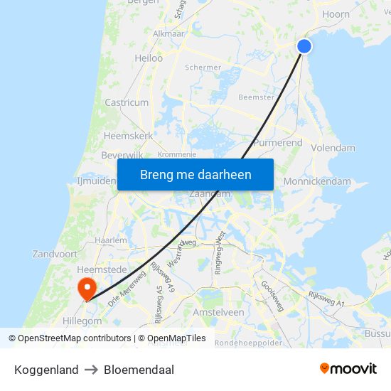 Koggenland to Bloemendaal map