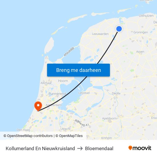 Kollumerland En Nieuwkruisland to Bloemendaal map