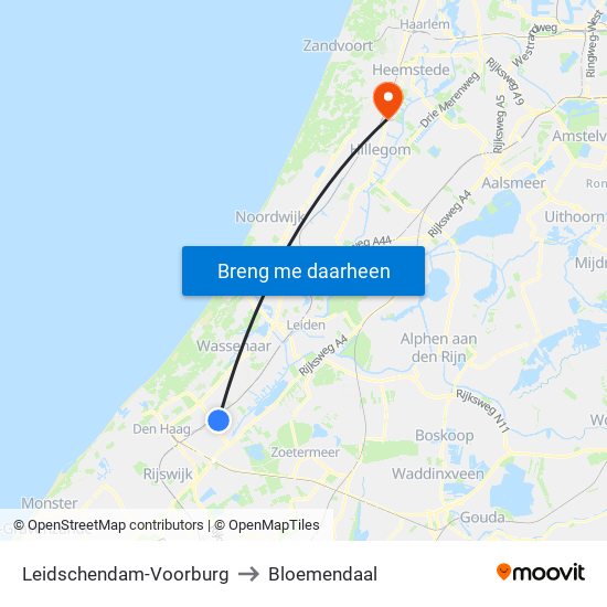 Leidschendam-Voorburg to Bloemendaal map