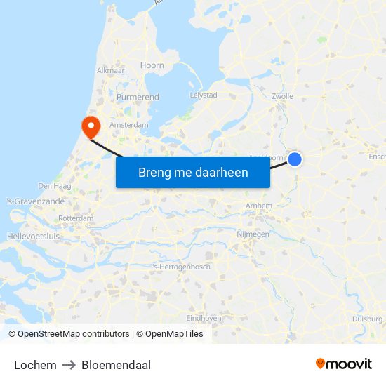 Lochem to Bloemendaal map