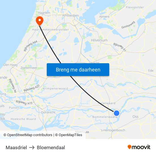 Maasdriel to Bloemendaal map